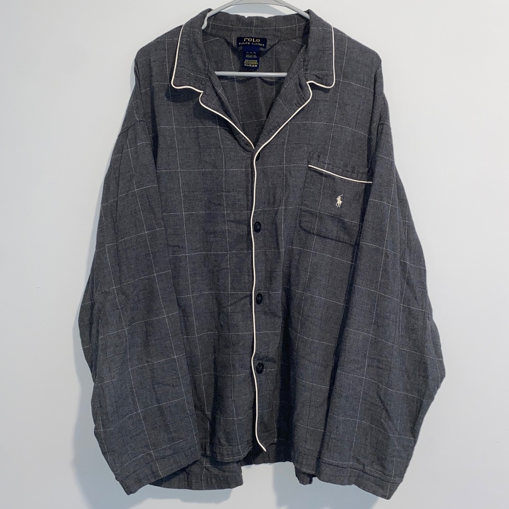 Ralph Lauren Polo Plaid Cotton Flannel Pajama Set Charcoal Gray Men's XL